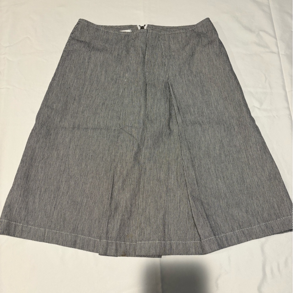 Talbots Black and White Midi A-line Pleated Skirt